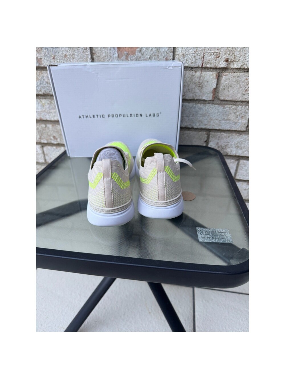 ATHLETIC PROPULSION LABS Women's Sneakers Size 8.5 Neon Yellow Beige - Picture 5 of 7